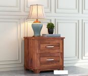 VAARDAN ARTS AND CRAFTS Sheesham Wood Bedside Table with 2 Drawer Storage | Wooden Night Stand End Table for Bedroom & Living Room (Honey Finish)