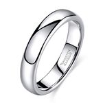 4mm Tungsten Wedding Band Ring for Women Plain Dome High Polished Comfort Fit Size 6.5