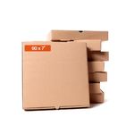 Orange packaging Brown Pizza Boxes 7 inch (Pack of 90) Takeaway Boxes with Rear Vent Hole, Plain Pizza Style Postal Boxes, Cardboard Food Boxes, Sturdy Disposable Food Boxes, Easy to Assemble