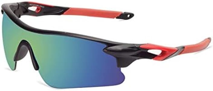 Roshfort Mens Sports Sunglasses UV Protection Sunglass for Men Cycling Running Driving Fishing Glasses (Blue Red Black)