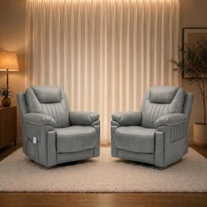 Ziviki 2 Pack Power Recliner Chair with Auto Rocking, Gray