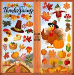 Happy Storm 158Pcs Thanksgiving Window Clings for Glass Window, Double Sided Fall Turkey Window Stickers Deals Decor for Home Office Decorations, Thanksgiving Decorations Indoor
