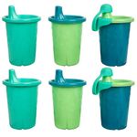 The First Years GreenGrown Reusable Spill-Proof Sippy Cups, Toddler Sippy Cup, 6 Pack, Blue/Green