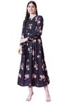 9 Impression Women Floral Print Smocked Maxi Dress (Navy; M)