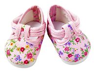 FRILLY LILY Pink Flower Dolly Doodle Shoes large size 8.2 cmx 4.2cm.TO FIT DOLLS SUCH AS 43cm BABY ANNABELL