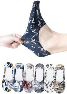 MAOU Mens & Women Printed No Show Socks Non-Slip Grips Casual Low Cut Boat Sock (6-Pair)
