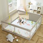 Ugozee Baby Playpens with Mat, 59x59inch Play Pen for Babies and Toddlers, Baby Play Pen for Indoor, Baby Fence, Kids Play Pen, Large Play pens for Babies, Playard for Baby