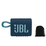 JBL Go 3 - for Portable Use - Speaker with Bluetooth - Built in Battery Waterproof and Dustproof - Blue - Includes Storage Pouch