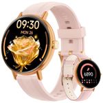 Smart Watches for Women Answer Make Call,1.27" HD Dynamic Dial Fitness Watch with Heart Rate Slee SpO2,Leahter Ladies Smartwatch for iPhone,Samsung,Android,IP68 Waterproof,110+ Sport Mode-Pink Rose