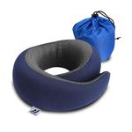 nexlev Travel Neck Pillow | Orthopedic Premium Memory Foam | for Airplane, Car, Train, Office use & Cervical Pain | Machine Washable | 360 Support | Carry Pouch for Storage | NP-06