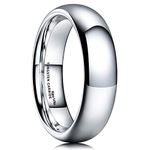 King Will Basic Men's 6mm High Polished Comfort Fit Domed Tungsten Carbide Ring Wedding Band 9.5