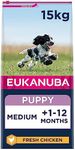 Eukanuba Complete Dry Dog Food for Puppy Medium Breeds with Fresh Chicken 15 kg