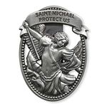 Sacred Traditions Silver Tone Zinc Alloy Archangel St Michael Protect Us Visor Clip, 2 1/4 Inch