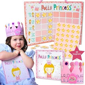 Tickle & Main Princess Potty Training Gift Set with Book, Potty Chart, Star Magnets, and Reward Crown for Toddler Girls