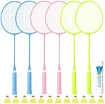 AboveGenius Badminton Rackets Set, 2/3 Color Lightweight Badminton Set Includ 6/12 PCS Rackets, 6/12 Birdies, Outdoor Backyard Games, Racquets for Family Beginner (3 Color 6 Rackets 6 Birdies)