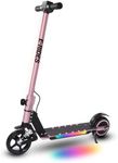 E-RIDES Electric Scooter,6.5'' Foldable Electric Scooters,Colorful Lights Kids Electric Scooters Max 8Mph,3-5 Miles of Range,Electric Scooter Kids LED Display,Shock Absorbing Comfort E Scooter