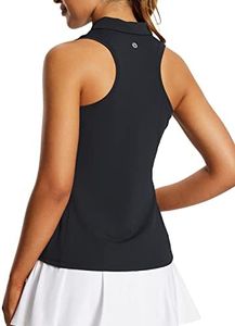 BALEAF Women's Golf Shirts Tank Tops Sleeveless Tennis Polo Racerback with Collar Athletic Tanks Quick Dry-Black-M