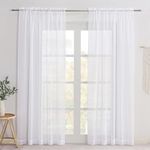 NICETOWN White Sheer Curtains 84 inches Long 2 Panels for Living Room, Rod Pocket Window Treatments Solid Voile Sheers Light Filtering Drapes for Bedroom (White, 2 Panels, W60 x L84)