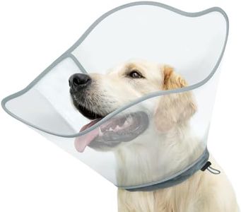 Supet Dog Cone for Dogs After Surgery, Comfortable Dog Cones to Stop Licking, Soft Dog Cone with Protect Neck Fabric, Protective Elizabethan Collar for Medium Small Dogs transparent 2XL