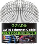 GEARit Cat 6 Ethernet Cable (100-Pack 0.5 Feet) Cat6 Network Patch, 10Gbps, RJ45, Snagless Cord, Gold-Plated Connectors, Internet for PC, TV, Tablet, Router, Printer, Servers, IT Data Center - White