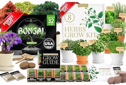 Bonsai Tree Kit - Gifts for Men & Women - Grow 4 Bonsai Trees - HOME GROWN Deluxe 8 Herb Garden Kit