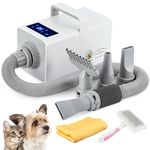 Mxmoonant 2800W LCD Control Pet Hair Dryer, Stepless Speed, Hot and Cold Adjustable, High Velocity Pet Hair Blower with 4 Nozzles & 1 Dog Grooming Bruch & 1 Pet Towel