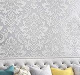 yaretzy Peel and Stick Wallpaper 3D Silver Grey Floral Modern Damask Removable Wallpaper Bedroom Embossed Sticky Self Adhesive Wallpaper 20.8inch x 118inch