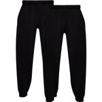 A2Z 4 Kids Girls Boys Plain Jogging Bottoms PE School Jogger Soft Trouser - Fleece Trouser 356 Black 2 Pack 7-8