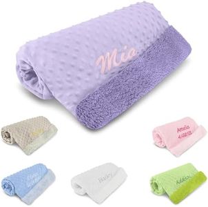 Personalized Passion Personalized Baby Blanket for Girl Swaddle Blanket with Baby’s Name & Date - Great Shower Gift - Plush and Soft Newborn Name Blanket - Cozy, Purple Color - 30/34”