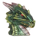 Large Green Dragon Head Backflow Incense Burner - 15cm x 9.5cm (1 Pc.) - Unique & Eye-Catching Design - Enhance Relaxation & Meditation - Ideal for Artistic Home Decor