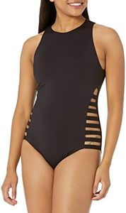 Seafolly Women's High Neck One Piece Swimsuit with Multi Strap Sides, Eco Collective Black, 14