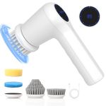 Electric Spin Scrubber, ULSTAR Cordless Handheld Electric Cleaning Brush with 4 Replaceable Brush Heads & LED Display Rechargeable Power Scrubber 2 Speeds for Kitchen, Bathroom, Wall, Car Window