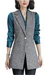 Kedera Women's Long Sleeveless Duster Trench Vest Casual Lapel Office Blazer Jacket, A Gray, Medium