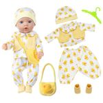 Doll Clothes for 14-18 Inch Baby Dolls, Sweet Duck Outfits Jumpsuit Top Hat Socks Hanger and Bag, Doll Clothes Compatible with 45 cm New Born Baby Dolls Girls Birthday (Duck)(No Doll)