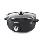 Geepas 3.5 Litre Slow Cooker | 3 Temperature Settings, Removable Easy-Clean Aluminum Bowl | Tempered Glass Lid & Cool Touch Handles, Chalkboard Design | 2 Year Warranty, Black