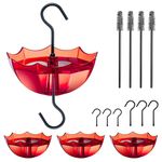 TERULF Ant Moat for Hummingbird Feeder for Outdoors Hanging, 5 OZ x 4 Pack Red Umbrella Ant Guard with Large Capacity, Hummingbird Feeder Accessory with Brushes