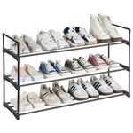 SANGMUCEN Shoe Rack, 3 Tier Shoe Organizer, Shoe Rack for Closet, Metal Shoe Storage Organizer for 15 Pairs, Black SSR003H