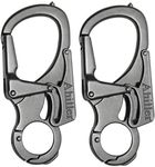 Ahiller 3" Carabiner Keychain Clip, Rugged Alloy Double Lock Design - Tungsten Steel Spike - Multi Tool Caribina, Small Key Ring Clip for Camping Hiking Fishing Outdoor Survival [Gunmetal-2P]