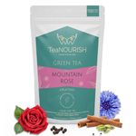 TeaNOURISH Mountain Rose Green Tea | Loose Leaf Tea | Blended with Rose Petals, Blue Cornflower & Cinnamon | 100% NATURAL INGREDIENTS | Brew Hot or Iced Tea - 50 g