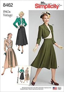 Simplicity 8462 Misses' Sewing Pattern Vintage Blouse, Skirt and Lined Bolero, Size 6-8-10-12-14
