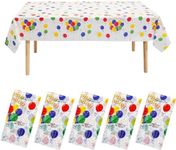 5 Pack Happy Birthday Plastic Tablecloth,Premium Rectangle Table Cover for Yard BBQ,Parties,Wedding,Anniversary and More 137cm x 274cm