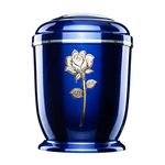 Urns for Ashes Adult Large Cremation Funeral Human Memorial Burial Remain Metal Full Size Waterproof Gold Blue Rose