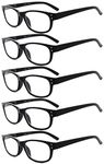 Eyekepper 5-Pack Spring Hinges Vintage Reading Glasses Readers Black +2.50