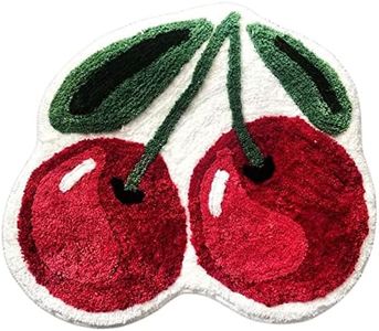 Forssils Cherry Bath Mat for Bathroom, Non Slip Cute Bath Mats Fruit Shaped Absorbent Bath Rugs Bathroom Tub Plush Shower Rugs Washable Carpet for Kid's Room (Cheery)
