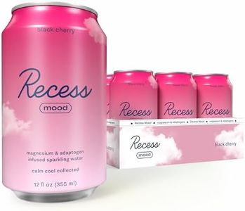 Recess Mood Magnesium & Adaptogen Drink, Relaxation Beverage, 12 ounce (Black Cherry, 12 pack)