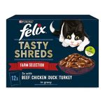 FELIX Tasty Shreds Farm Selection in Gravy Wet Cat Food 12x80g, (Pack of 4)