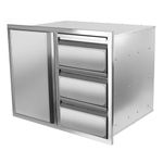 Outdoor Kitchen Drawer Combo, BBQ Access Trash Drawer Combo with Stainless Steel, Outdoor Kitchen for BBQ Island, Grilling Station, Outside Cabinet (28" W x 19.6“D x 20.1" H)(Right Drawer)