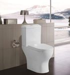 Close Coupled Toilet WC Back to Wall Comfort Height Toilets White Ceramic Pan Soft Close Seat Dual Flush Cistern Modern Round Compact Open Back Toilet for Bathrooms