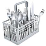 Dishwasher Silverware Basket (9.5 x 5.4 x 4.8 inches) for utensil drying rack dishwasher basket Compatible with most brands (White)