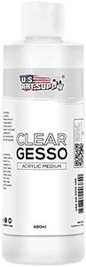 U.S. Art Supply Clear Gesso Acrylic Medium, 480ml Bottle - 16 Ounce Pint - Blendable with Acrylic Colors